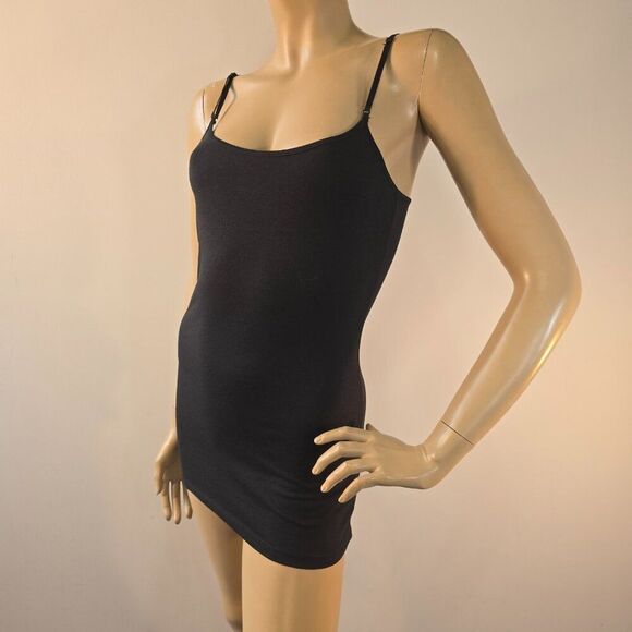 Zenana Outfitters Y2K Basic Cami Tunic Tank Top Sz M Black Adj Spaghetti Straps - Picture 7 of 11